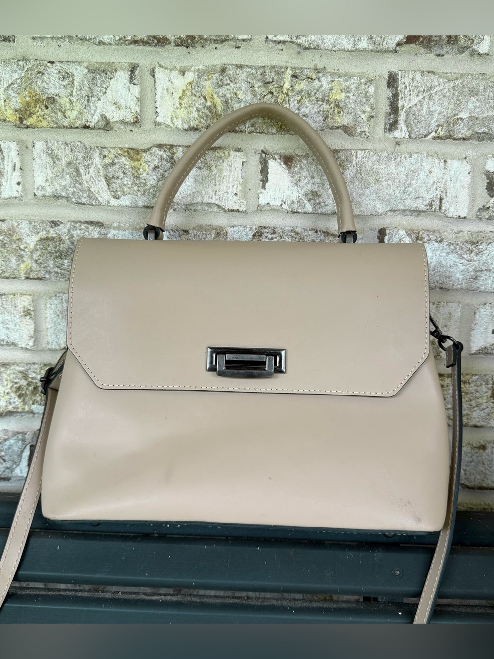 Luana Ferracuti Tan Structured Satchel Crossbody Handbag